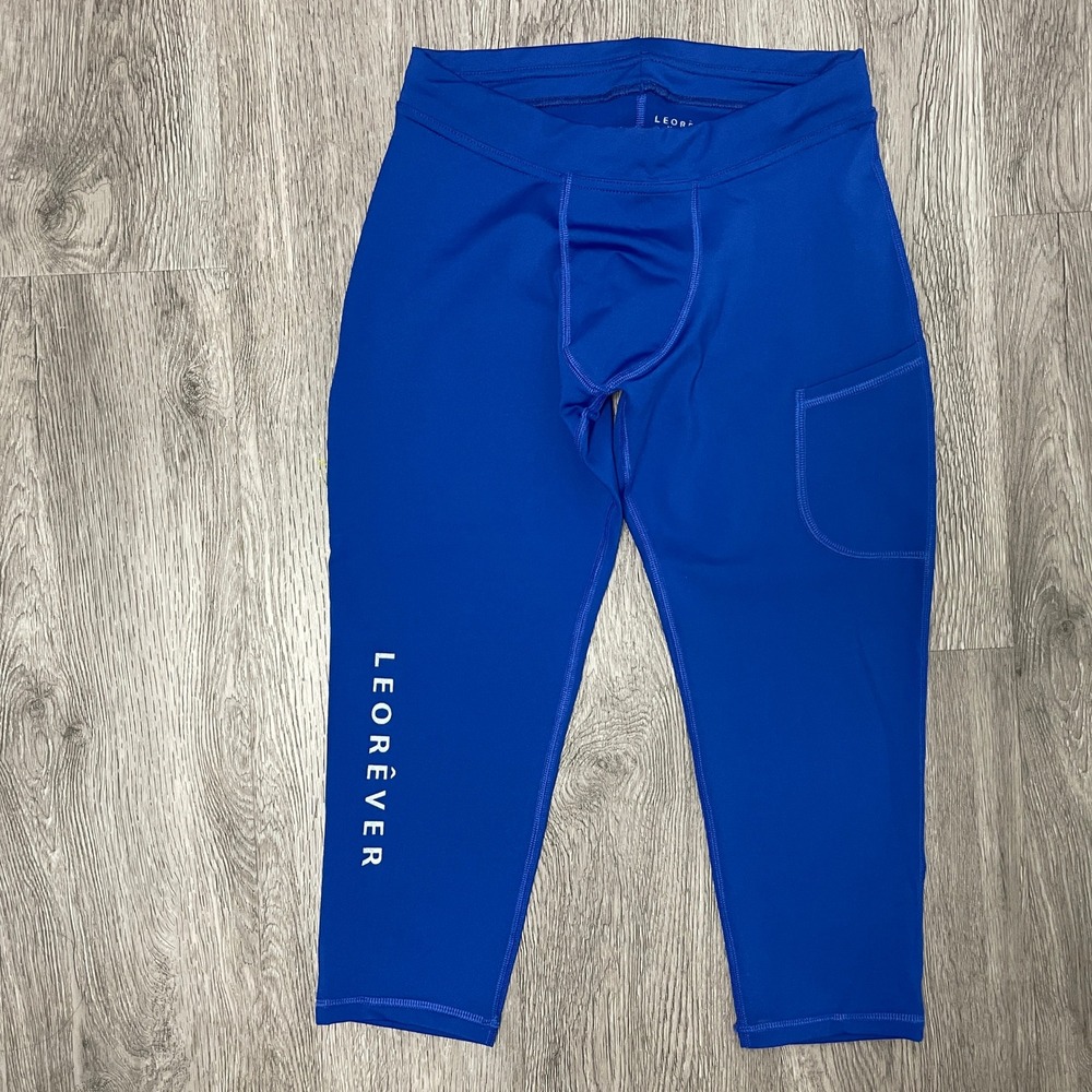 Leorever Compression Bottom Mens S Blue Base Layer Rashguard Leggings BJJ USA